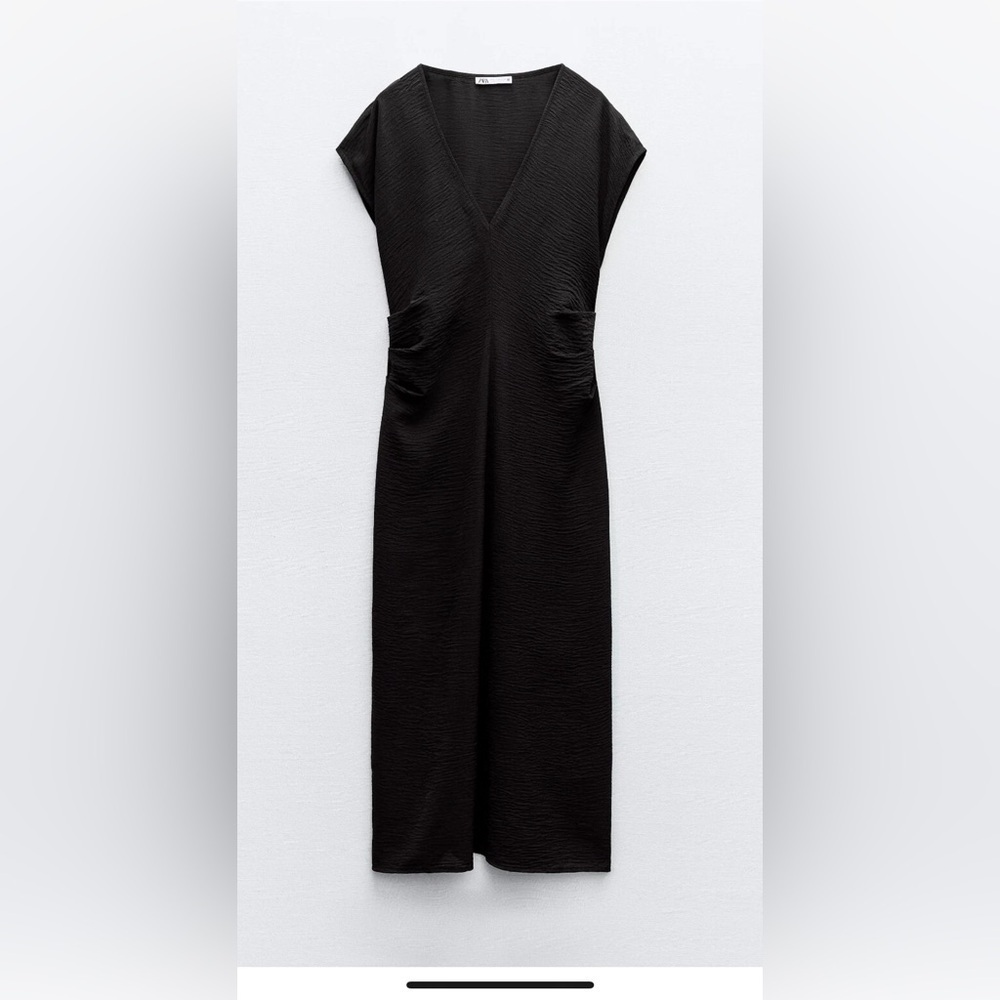 Zara Elegant Black Midi Dress